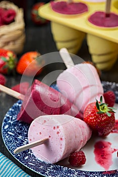 Summer fruits homemade lolly pops ice