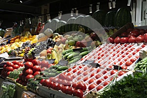 Summer fruits and vegetables on the market