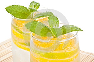 Summer fruity drink with ice