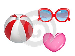 Summer Fun Beach Ball, Sunglasses and Heart
