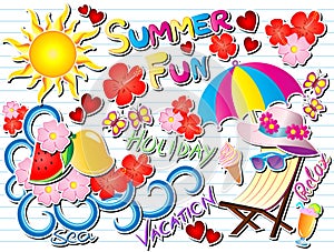 Summer Fun Doodle Vector Illustration