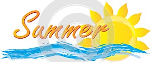 Summer Fun Graphic with sun and waves