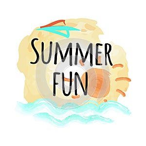 Summer Fun Poster with Abstract Sky and Sea Water