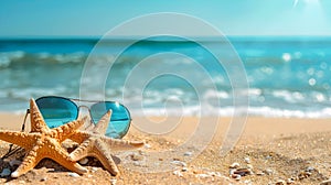 Summer Fun Starfish and Sunglasses on the Beach