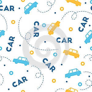 Summer Fun Traveling Car Vacation Vector Graphic Seamless Pattern