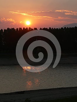 Summer fun traveling and party. Best sunset in life. Dam Koprinka. Bulgaria