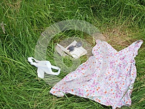 Summer fun, womans discarded dress