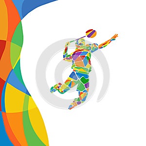 Summer Games abstract colorful pattern with Badminton player