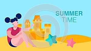 Summer Games for Children Flat Banner Template