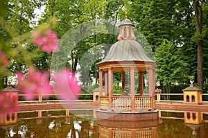 Summer garden in the center of St. Petersburg