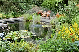 Summer Garden with a Pond photo