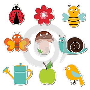 Summer garden stickers set