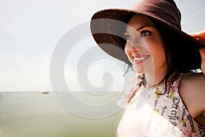 Summer girl with hat and sunglasses