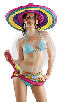 Summer girl with sombrero photo