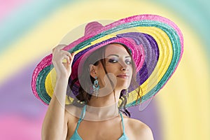 Summer girl with sombrero