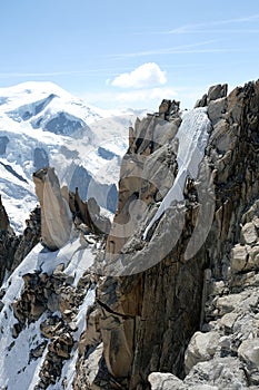 Summer glacier landscape, Aiguille du Midi 3842m, Chamonix, France