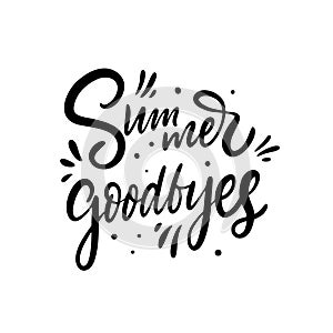 Summer Goodbyes. Black color vector illustration. Isolated on white background