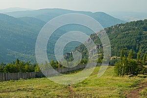 Summer green mountains and forest landscape. Travel concept