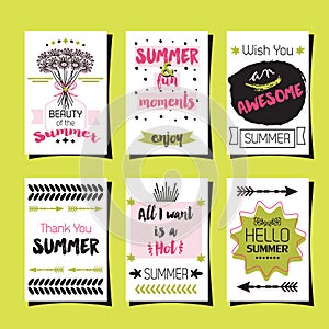 Summer greetings template cards set