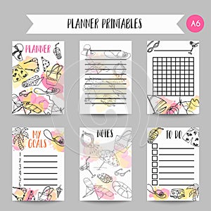 Summer hand drawn organizer. Beach doodle elements. Vacation and trevel printables Vector photo