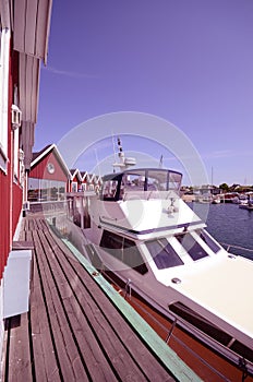 Summer harbor in woodland in Varberg