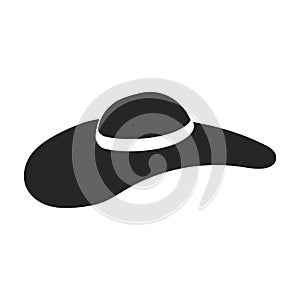 Summer hat vector black icon. Vector illustration sun cap on white background. Isolated black illustration icon of