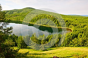 The summer heavenly pool and mountain