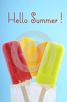 Summer is Here concept with bright color ice creams