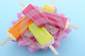 Summer is Here concept with bright color ice creams