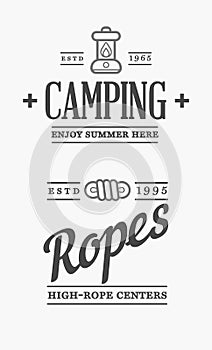 Summer High Rope Park Camp and Lantern Camping Icon. Vector. Concept for shirt or patch, print, stamp or tee
