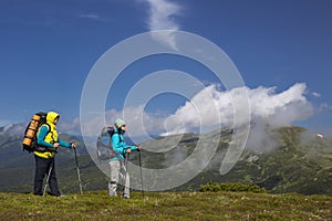 Summer hiking in the mountains.