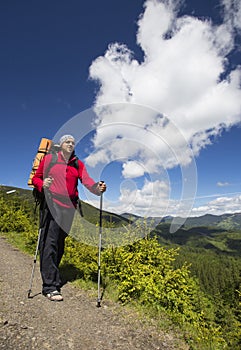 Summer hiking in the mountains.