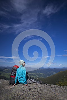 Summer hiking in the mountains.