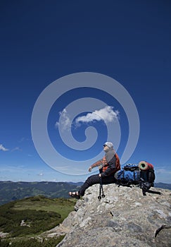 Summer hiking in the mountains.