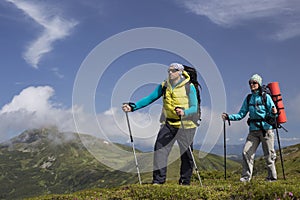 Summer hiking in the mountains.