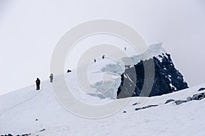 Summer hiking on the top of the mountain Glittertind