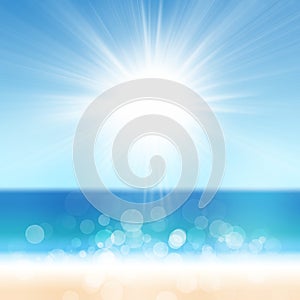 Summer Holiday Background Beach and Tropical Sea with Bright Sun