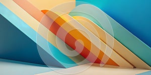 Summer holiday background with geometric shapes with rainbow curves in waveform and contemporary art concepts