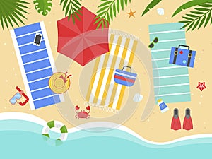 Summer Holiday, Beach with beach equipment vector