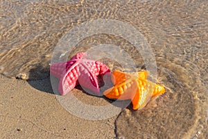 Summer Holiday, Beach Waves Starfish and colored toys