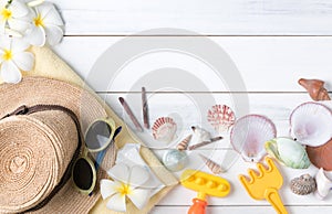 Summer holiday concept, prepare accessories and travel items