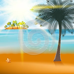 Summer Holiday Flyer Design with palm trees.