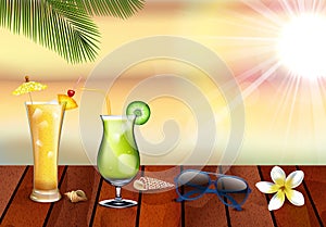 Summer holiday with fresh drinks