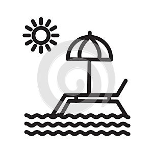 Summer holiday icon Black line art vector logo photo