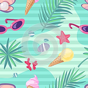 Summer holiday items seamless pattern