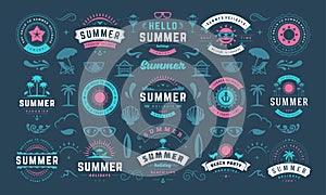 Summer holiday labels and badges design set retro typography for posters and t-shirts.