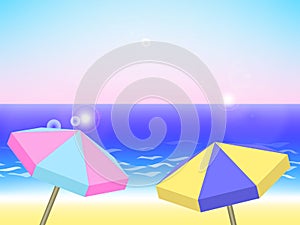 Summer holiday landscape, vector background with beach