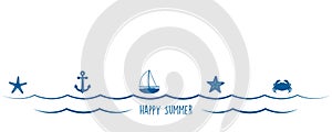 summer holiday marine design banner sea boat shell starfish ancher