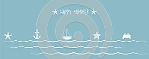 summer holiday marine design banner sea boat shell starfish ancher