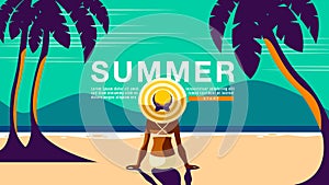 Summer Holiday, Poster Design .Banner, sunshine , tropical, vacation, Vector Illustration